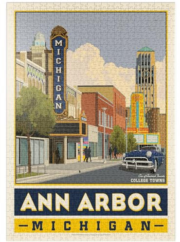 MyPuzzle American College Towns: Ann Arbor, Michigan, Vintage Poster - Premium 1000 Teile Puzzle - MyPuzzle Sonderkollektion von Anderson Design Group