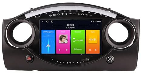 9 Android Auto GPS Radio Navigator Replacement for BMW Mini Cooper S R50 R52 R53 2004-2007 mit GPS Bluetooth FM USB RDS TPMS SWC DAB DVR