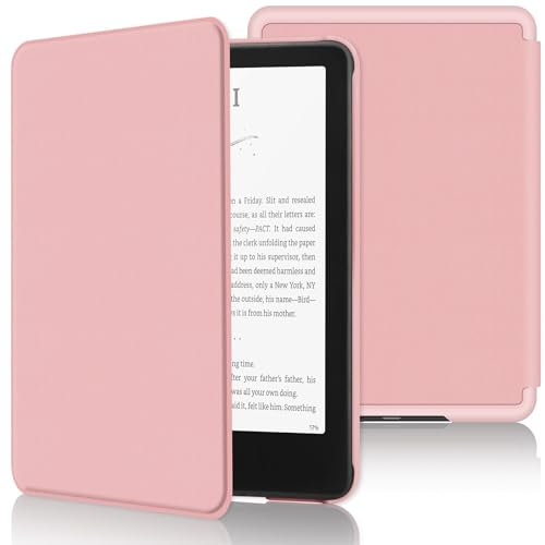 Hülle für 7 Kindle Paperwhite 2024 (12th Generation) PU Leder Kickstand Schutzhülle mit Kartenfach Handschlaufe für Kindle Paperwhite Signature Edition (Rosa, 7 Zoll)