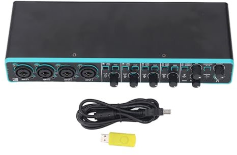 4 in 4 Out External Sound Card Professional Music Computer Recording Sound Interface High Fidelity for Musicians and Podcasters