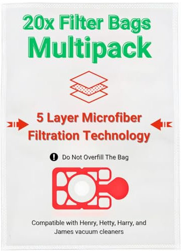 Pack of 20 Numatic Henry Hoover Bags | HEPA-Flo Dust Bags – Perfectly Compatible with Hetty Hoover bags for Superior Cleaning Performance.
