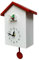 Kuckucksuhr mit Vogel, weißes und rotes Dach-Design, 32,5 cm x 20 cm x 9 cm, dekorative Uhr für Wohnzimmer oder Kinderzimmer, benötigt 3 C-Batterien