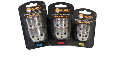 Korda Guru Fast Release Pole Pots Small | Match Fishing Pole Pots | Designed with Andy Bennett | Tapered Profile | Fast Water Fill | Tight and Precise Bait Release | Non Spook Finish | Code GFRPPS
