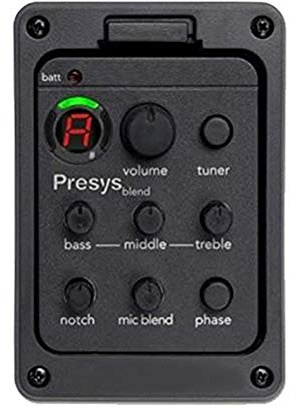 Small Size Acoustic Guitar & Violin Pickup Preamp with EQ Tuner, LED Display, and Built-in Tuner for Acoustic Instruments (Black)