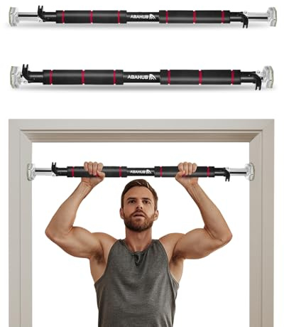 Barre de Traction Porte Réglable 65-100cm sans Vis - Poignées Mousse & Verrouillage Sécurisé pour Entraînement Intensif - Pull Up Bar 100kg pour Dominadas/Musculation à Domicile - Noir/Rouge