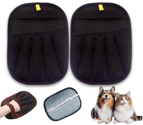 Gliterra Fellmagnet, Haarentfernungshandschuh 2PCS, Fell Magnet Handschuh, Tierhaarentferner | Effektiv & rutschfest | Katzenhaarentferner, Hundehaare/Katzenhaare Entfernen, Hundehaarentferner