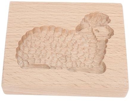 Fictory Moule à biscuits en bois sculpté, tampon 3D en forme de mouton, emporte-pièce pour biscuits et chocolat, facile à utiliser pour les friandises de vacances, design unique pour la pâtisserie