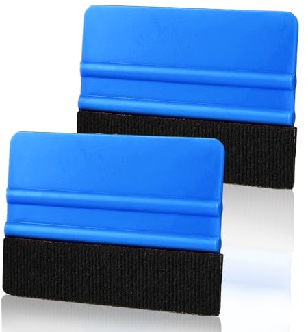 Mabor Vinyl Squeegee Tool, 2Pcs Blue Plastic Felt Squeegee for Vinyl Scraper for Craft Car Wrap Decal Window Tint Class Film Wallpaper Wrap Application Tools