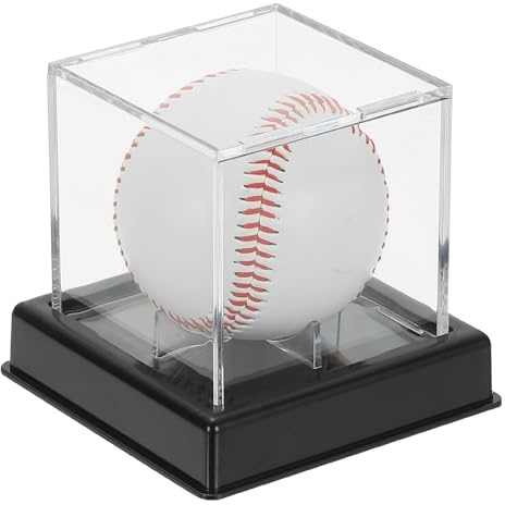 QUARKZMAN Mit Holzständer Acryl Baseball Display Würfel Staubfreie Klare | Baseball HFür Signierte Baseball Memorabilia Baseball Klare Vitrine, Baseball Vitrine