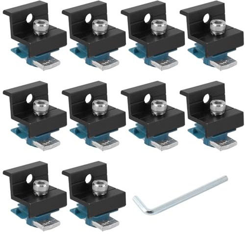 10pcs Solar Panel End Clamps Mount Kit, 30mm/35mm Solar Panel End Bracket Clips Kit Accessorie with Wrench for Metal Roofing Tin Flat Sheet Mounting and Boats RVs Factories Roof
