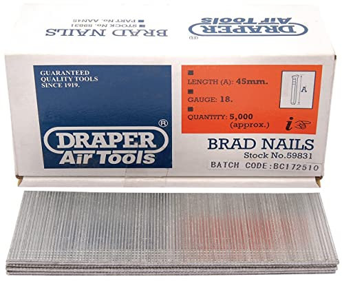 Draper 59831 Brad Nail, 45mm, Pack of 5000