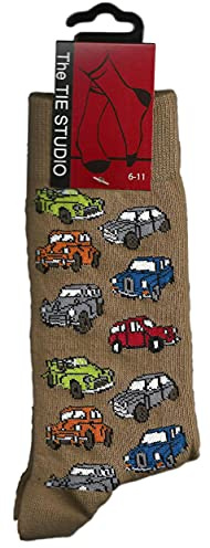 Tie Studio Morris Minors Vintage Cars Unisex Novelty Beige Ankle Socks Adult Size 6-11