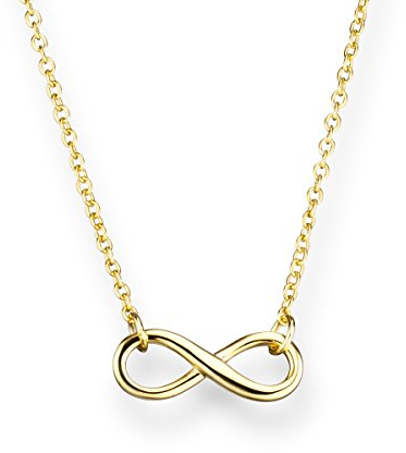 GLANZSTÜCKE MÜNCHEN Damen-Halskette Infinity Sterling Silber gelbvergoldet - Silberkette Unendlichkeit Zeichen Kette mit Anhänger Unendlichkeitssymbol
