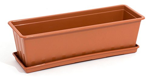Prosperplast Jardinière de balcon avec plateau et support Terre cuite 60 cm