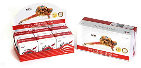 Nasara Original Kinesiology Physio Sport Tape: confezione da 6 nastri per lo sport e la medicina, rotolo da 5cm x 5m, rosso