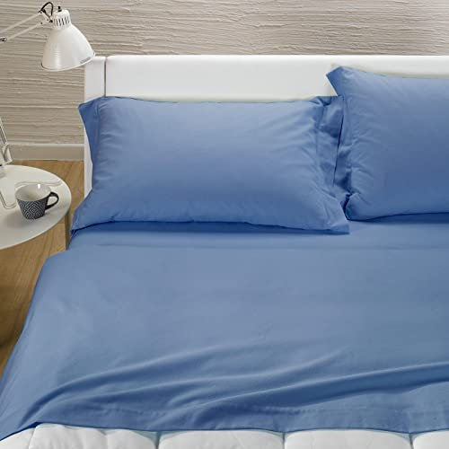 Caleffi - Completo-lenzuola Tinta unita flanella Tinta Unita Singolo Blu