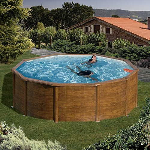 Gartenwelt Riegelsberger Pool-Set Feeling rund 350x120 cm Holzoptik
