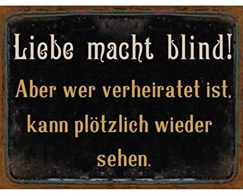 AS4HOME Blechschild - Liebe Macht blind! - Vintage Wandschschild Metall