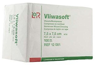 Compresses non tissées Vliwasoft® Dimension 7,5 x 7,5 cm Boite de 100-94202- Certifié France Medical Industrie