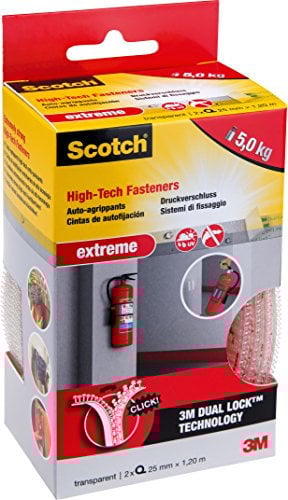 Scotch Sistema di Fissaggio Trasparente, Nastrodi Montaggio a Tenuta Forte fino a 5 Kg, Adesivo Invisibile per Fissare a Muro o a Terra Senza Chiodi, 2 Rotoli da 25 mm x 1.20 m
