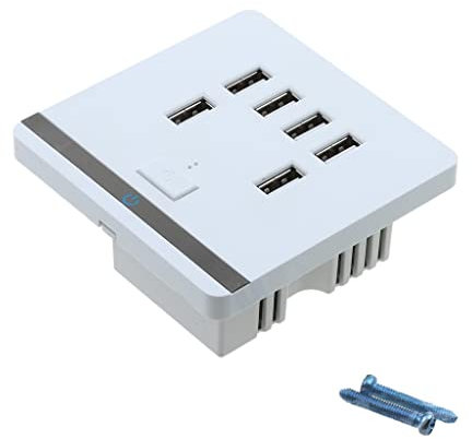 MagiDeal Prise Murale USB 6 Ports Chargeur LED Lumière Plaque Murale Interrupteur Universel pour Apple iPhones, Smartphones Android, Appareils Portable Windows, etc