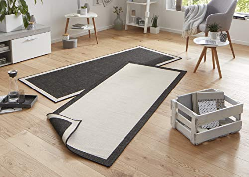 Bougari In- & Outdoor - Tappeto double-face Panama, 80 x 250 cm, colore: Nero crema