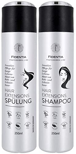 Fidentia Hair Extensions Shampoo & Spülung | Sensitive ohne Silikone | hoher Anteil Arganöl | für Rohhaar