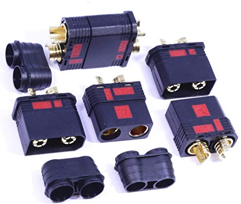 VUNIVERSUM 5 Paar (10 Stück) Original Antiblitz Hochstrom QS8S QS8 8mm Goldstecker Steckverbinder Verpolsicher Schwarz bis 180A E-Roller E-Bike E-Fahhrad