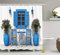gwegvhvg Travel Decor Shower Curtain Traditional Greek Design Holiday Summer House Flowers Window Image Fabric Bathroom Decor Set with Hooks 180CM Long Navy Blue and White