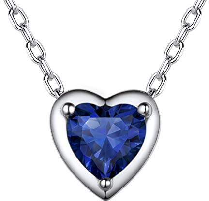 ChicSilver 925 Damenkette mit Zirkonia September Birthstone Kette Simulierter Saphir Blau Stein Schmuck Für Mädchen Mama