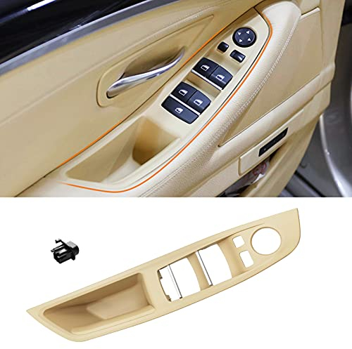 TTCR-II Kompatibel mit Türgriff Innen Links BMW 5er F10/F11, Linke Vordertür Griffverkleidung,Fensterschalter Armlehnenverkleidung für 5er F10 F11:520 523 525 528 530 535 (2010-2016)-Beige