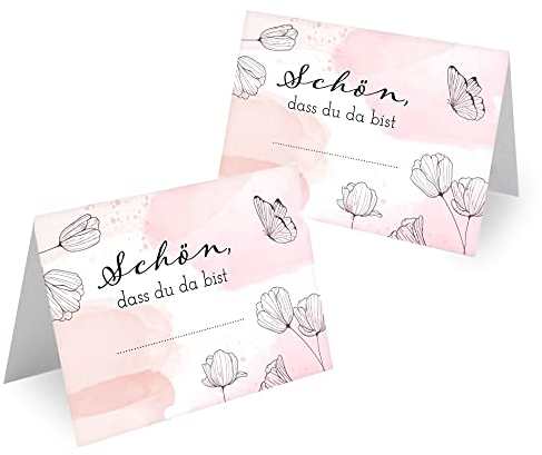 Tischkarten Hochzeit Geburtstag DIN A7 - Design Platzkarten zum Beschriften in vielen verschiedenen Designs (100x Stück, Schmetterling)