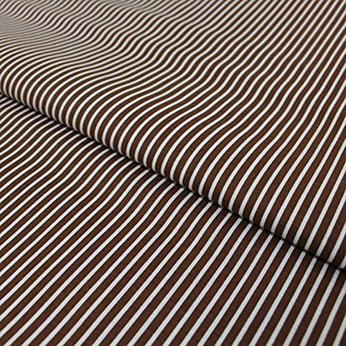 Stoff Braun Weiß Gestreift Baumwolle – Streifen Stoff Meterware 145 cm – Gestreifte Stoffe Braun – für Bekleidung, Kissen, Bettwäsche, Vorhänge, Tischdecken, Deko