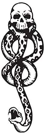 Lot de 5 feuilles de tatouage temporaire Magic Death Eaters Dark Mark Mamba Serpent pour fête costumée Halloween Magicien Harry Prop Noir