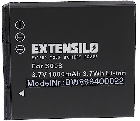 EXTENSILO 1x Replacement Battery compatible with Panasonic Lumix DMC-FX33, DMC-FX35, DMC-FX37 Camera DSLR (1000 mAh, 3.7 V, Li-ion)