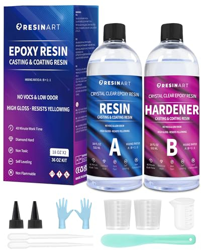 EPRESINART Set di resine epossidiche, 36oz/1064ml Resina epossidica non tossica, chiaro set di resine da colata, resina epossidica in rapporto 1:1 per legno, gioielli, piano d'appoggio decorativo