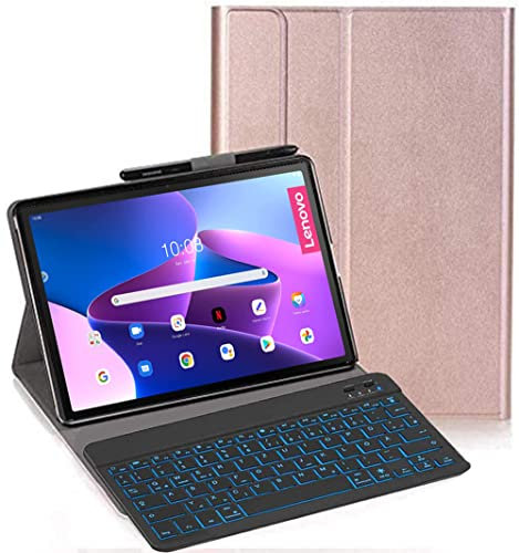 YHFZR Tastiera Custodia per Lenovo Tab M10 Plus 3rd Gen, [Italiana Layout] 7 Colori Backlit Tastiera Wireless con Custodia Protettiva per Lenovo Tab M10 Plus 3rd Gen 10,6'' TB-125FU/128FU, Rosa Oro