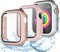 Upeak 2022 wasserdichte Schutzhülle Displayschutz für Apple Watch Series SE 2022/4/5/6 44mm 40mm Hülle, Hartes PC-Gehäuse Case Cover mit Panzerglas Schutzfolie für iWatch 40mm-Roségold/Silber/Rosa
