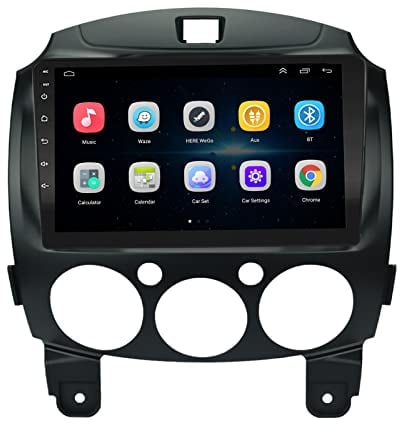 EZoneTronics Android Autoradio für Mazda 2 2007-2014 mit Wireless Carplay Android Auto 9 Zoll Touchscreen GPS Navigation Bluetooth WLAN USB Mirror Link SWC FM/RDS Radio DSP EQ 2G+32G
