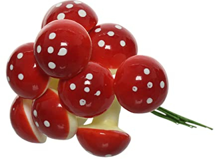 Kaemingk Fliegenpilze am Draht 25mm x 12 Stück Kunststoff Pilze Deko Glückspilze zum Basteln rot