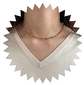 Wendalern Bunte Perlenkette, Frauen und Mädchen, Unisex, Legierung, Halskette, Perlen, Bohemian, 16 inches, Multicolor, Poliert, Strass, Perlenkette, Schmuck