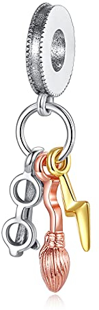 HAEPIAR 925 Sterling Silber Charm für Armband Halskette Charm Dangle Glasses& Halos&Lightning für Frauen Mädchen Geburtstagsgeschenke