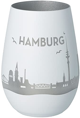 Goodtimes Windlicht Hamburg Skyline Weiß & Silber