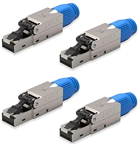 NEXMEX Netzwerkstecker 4x Cat 8 werkzeuglos Geschirmt 40Gbit/s RJ45 LAN UTP 2000MHz Kabel Stecker CAT8 ohne Werkzeug Crimpstecker CAT8.1 werkzeugfrei für Verlegekabel DSL Patchkabel Netzwerkkabel