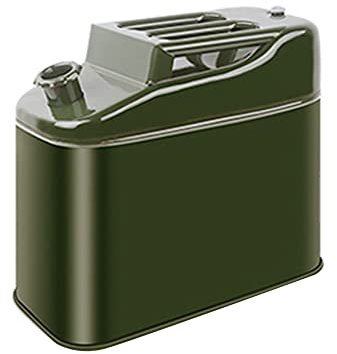 Surakey Jerrican Essence en Métal 5L, Étain Épais Bidon de Carburant, Jerrican Carburant Plat avec Couvercle de Sécurité, Bidon de Carburant Homologué Un, Bidon de Réserve Vert pour Essence Et Diesel