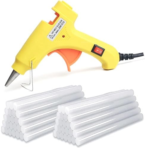 Hot Glue Gun, Mini Glue Gun for Crafting, 50pcs Glue Sticks, Fast Heating,for Kids Crafts,Christmas DIY,Card, Plastic, Fabric, Home Office Repairing,20W,Yellow