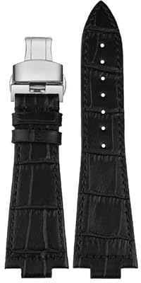Uhrenarmband aus echtem Leder, for Tissot PRX Super Player Serie T137.410 T137.407 40MM Zifferblatt Herrenuhrenarmbänder Uhrenzubehör (Color : Black Silver B, Size : 12mm)