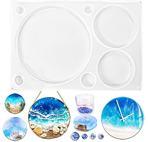 Moldes de silicona de resina epoxi circular para hacer números de reloj, joyas, posavasos, herramienta de bricolaje de galletas, disco redondo