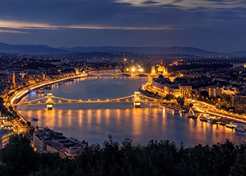 Displate - Poster aus Metall - Magnet-Montage - World Class Photos - Cityscapes - Panorama of Budapest - Größe L - 67,5x48cm Matt