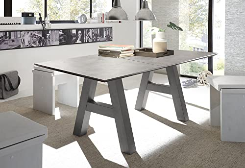 58 aufm Kessel Esstisch ausziehbar Elia 5 160 x 90 x 75 Esszimmertisch Graphit/Keramik Hell 13292